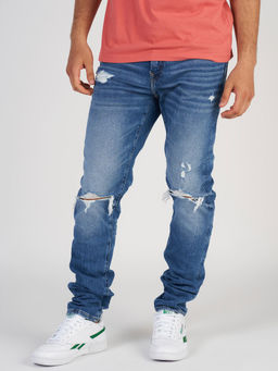 American Eagle - Men Blue AirFlex+ Ripped Athletic Skinny Jeans