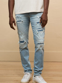 American Eagle - Men Blue AirFlex+ Patched Athletic Skinny Jeans