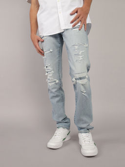 American Eagle - Men Blue AirFlex+ Patched Slim Jeans