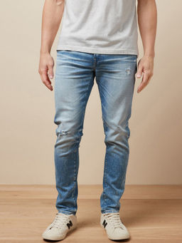 American Eagle - Men Blue AirFlex+ Distressed Athletic Skinny Jeans