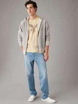 American Eagle - Beige Solid Cotton Blend Regular Fit T-Shirt