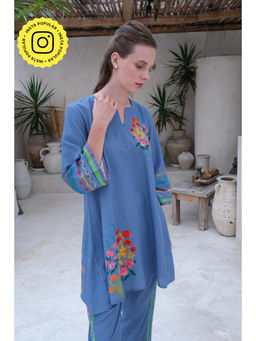 Roza - Pret Blue Floral Positano Kurti