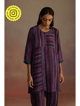 Roza - Purple Awning Stripes Short Kurta
