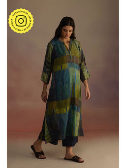 Roza - Green Trellis Stripes Kurta with Pant (Set of 2)