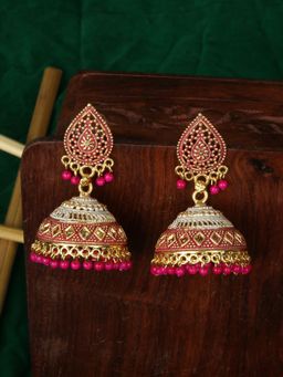 Anika's Creations - Traditional Gold Plated Enamelled Party Wear Jhumka Earring