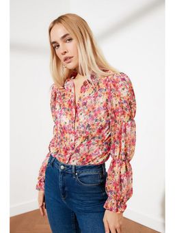 Trendyol - Floral Gypsy Sleeve L Blouse