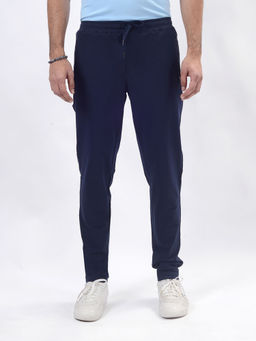 JadeBlue - Men Navy Blue Solid Trackpant