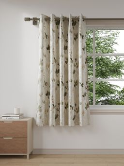 Ddecor Live Beautiful - 1 Piece of Floral Window Ready Made Curtain - Beige