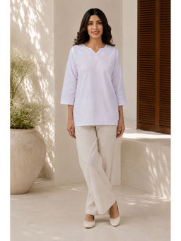 Gharana India - Saheba Chikankari White Cotton Short Tunic