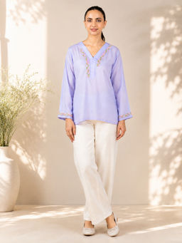 Gharana India - Saheba Modal Lavender With Chikankari Tunic