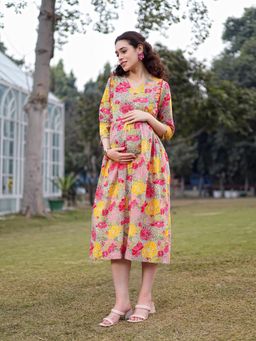 Yufta - Multi-Color Floral V-Neck Dress