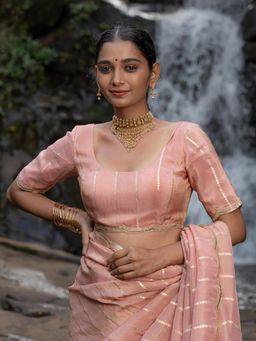 Suta - Pink Embroidered Round Neck Stitched Blouse