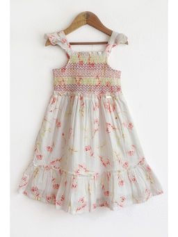 One Friday - Off White Floral Knee Length Dress