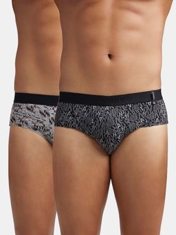 Jockey - US52 Men Super Combed Cotton Printed Brief - Nickle and Black (Pack of 2)