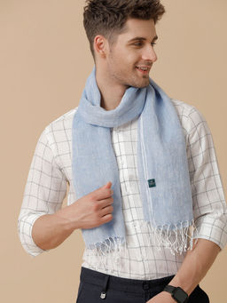 Linen Club - Blue Solid Pure Linen Men Stole
