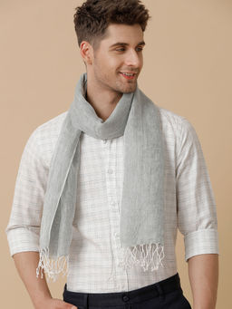 Linen Club - Grey Solid Pure Linen Men Stole