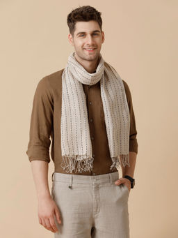 Linen Club - Beige Natural Stripes Pure Linen Men Stole