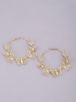 Carlton London - Gold Plated with Cz and Butterfly Bold Hoop Earrings for Women