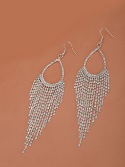 Carlton London - Fancy Cz Tassel Drop Earrings with Rhodium Plated for Women