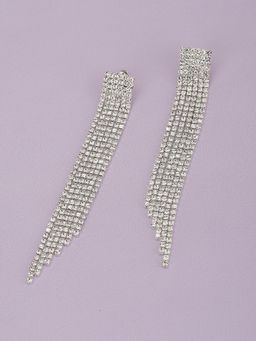 Carlton London - Rhodium Plated with Cz Fancy Drop Earrings for Women