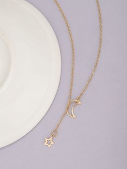 Carlton London - Gold Plated with Star and Moon Fashionable Necklace for Women