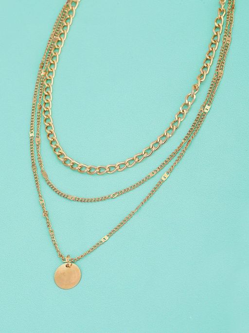 Carlton London Gold Plated with Triple Chain Layered Necklace for Women