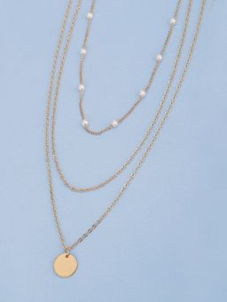 Carlton London - Gold Plated with Pearl Fancy Necklace for Women (Set of 2)