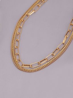 Carlton London - Gold and Rose Gold Plated Link Chain Necklace for Women Embellished (Set of 3)