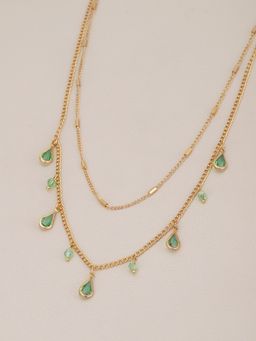 Carlton London - Gold Plated with Crystal Stylish Double Chain Necklace for Women