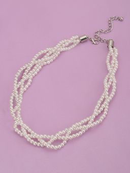 Carlton London - Rhodium Plated with Pearl Layered Necklace for Women