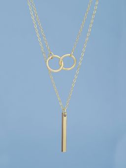 Carlton London - Gold Plated with Bar Double Chain Necklace for Women