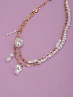 Carlton London - Gold Plated with Pearl Necklace for Women (Set of 2)