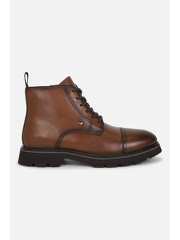 Louis Philippe - Men Brown Leather Lace Up Boots