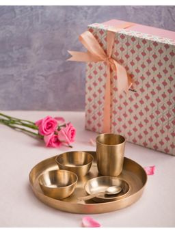 Fabindia - Brass Metal Dhaani Thali Set Of 6 with Giftbox