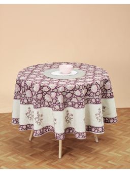 Fabindia - Maroon Cotton Ayira Sukriti Round Table Cover 6 Seater