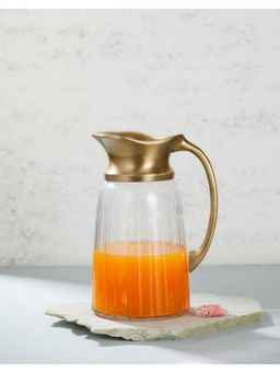 Fabindia - Brass Amantra Glass Etched Water Jug