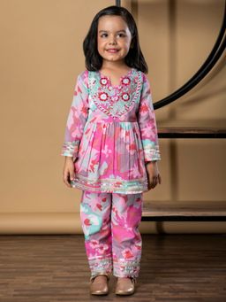 Readiprint - Peplum Cotton Pink Color Kurti With Palazzo (Set of 2)