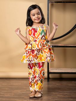 Readiprint - Frock Cotton Orange Kurti With Palazzo (Set of 2)