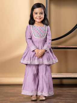 Readiprint - Peplum Roman Silk Mauve Kurti With Sharara (Set of 2)