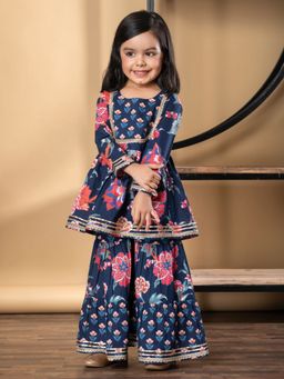 Readiprint - Peplum Cotton Blue Kurti With Sharara (Set of 2)
