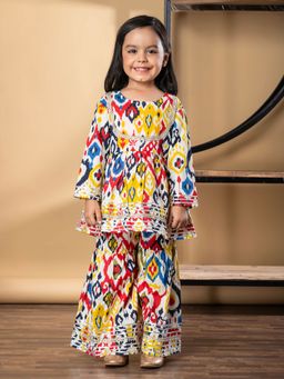 Readiprint - Peplum Cotton Multi-Color Kurti With Sharara (Set of 2)