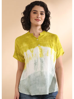 Maaesa - Women Tie-Dye Rayon Green Top