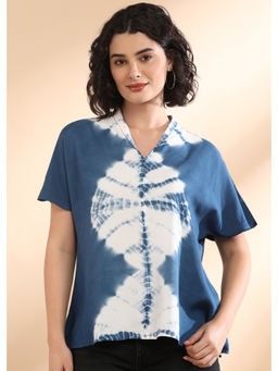Maaesa - Women Tie-Dye Rayon Blue Top