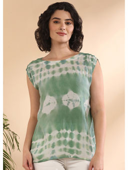 Maaesa - Women Tie-Dye Rayon Crepe Green Top