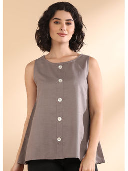 Maaesa - Women Solid Rayon Brown Top