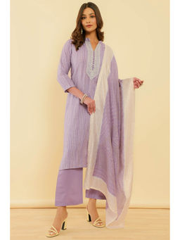 Soch - Women's Purple Printed Viscose Blend Kurta with Pant & Dupatta (Set of 3)