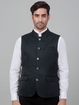 Cantabil - Men Green Woven Party Wear Waistcoat