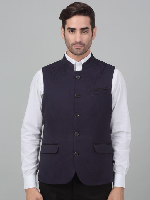 Cantabil Men Purple Woven Party Wear Waistcoat