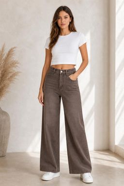 Cider - Brown Yoney Denim Solid Straight Leg Jeans