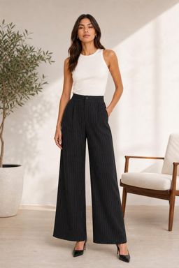 Cider - Black Stripes High Waist Wide Leg Pant